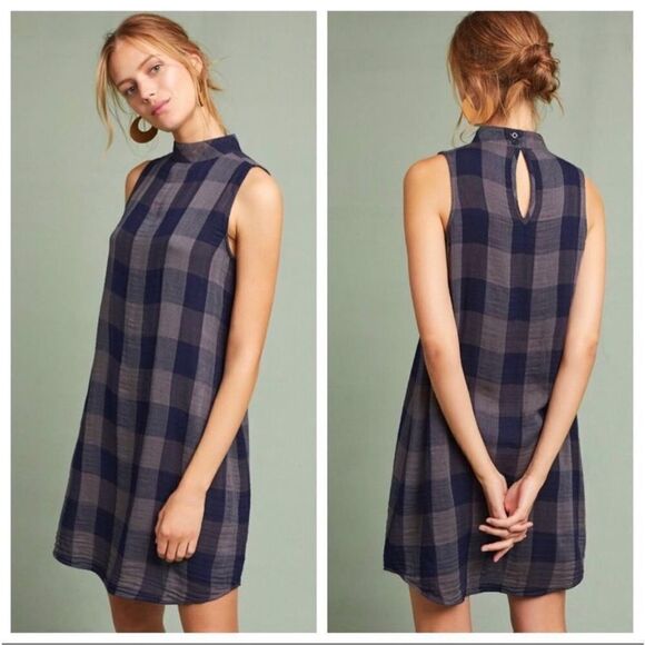 Anthropologie Cloth & Stone Plaid Swing Dress Size XS - Picture 1 of 10